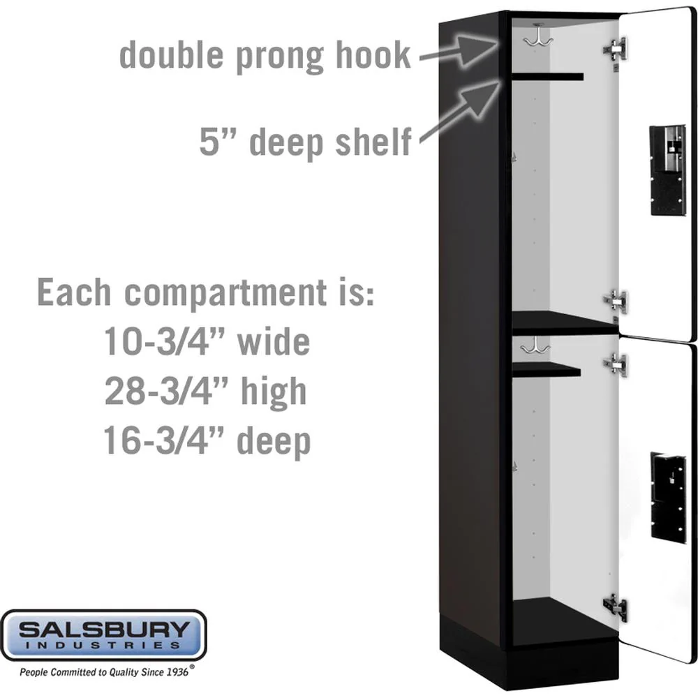 12" Wide Double Tier Designer Wood Locker - 1 Wide - 5 Feet High - 18" Deep by Salsbury - Image 3