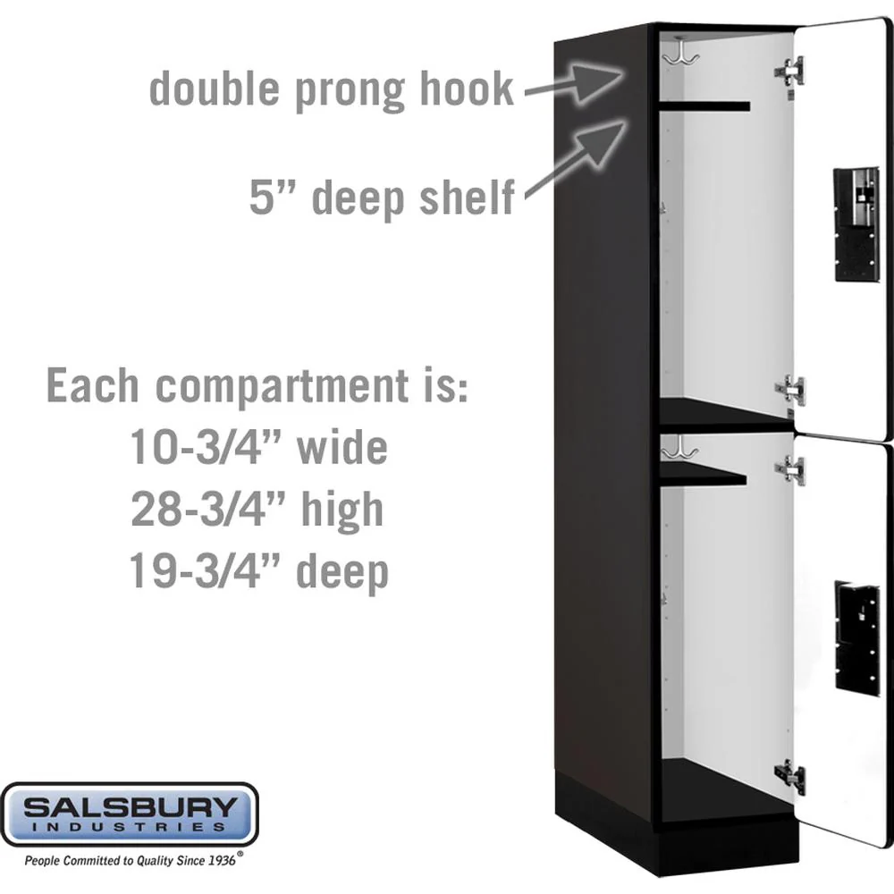 12" Wide Double Tier Designer Wood Locker - 1 Wide - 5 Feet High - 21" Deep by Salsbury - Image 3