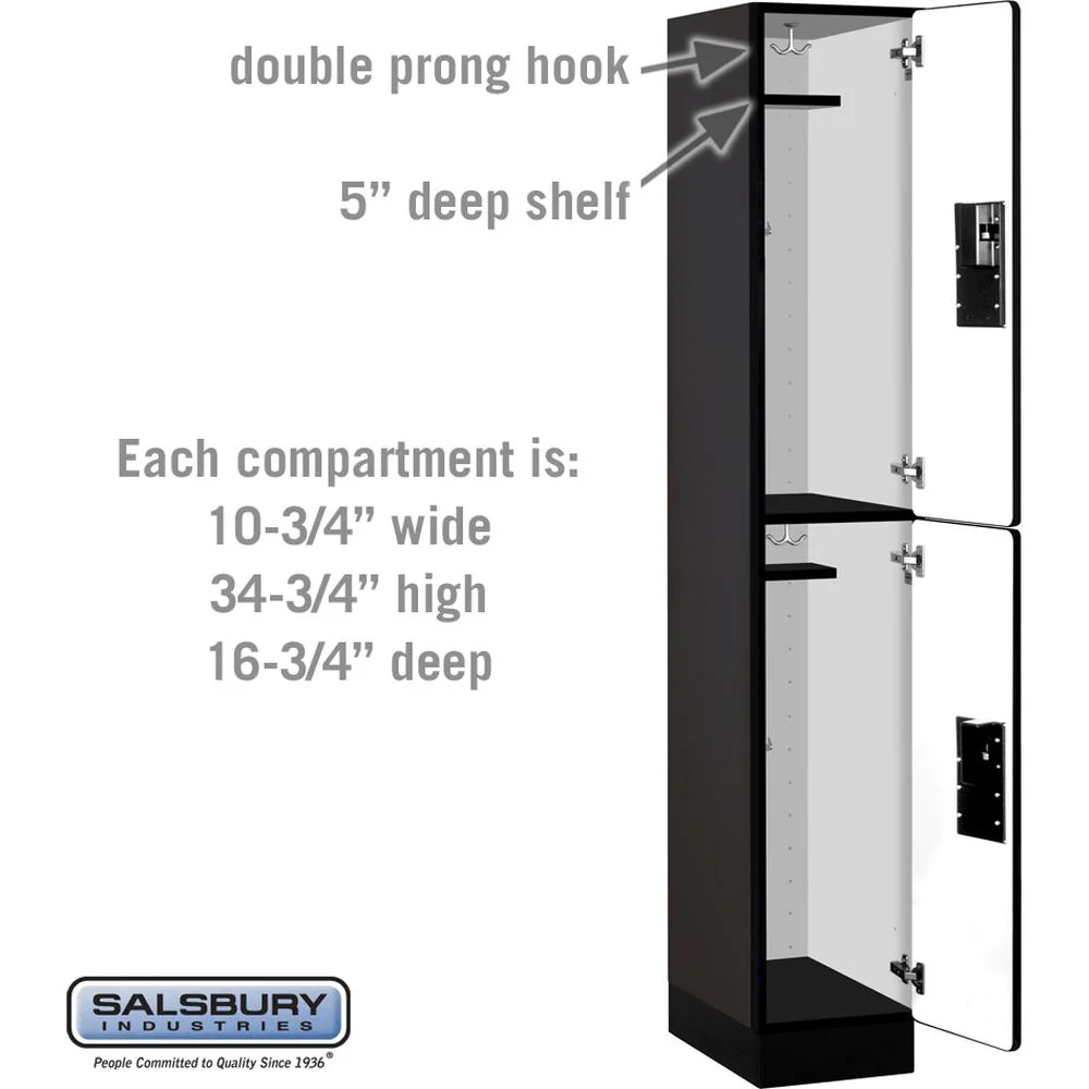 12" Wide Double Tier Designer Wood Locker - 1 Wide - 6 Feet High - 18" Deep by Salsbury - Image 3