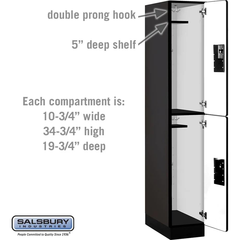 12" Wide Double Tier Designer Wood Locker - 1 Wide - 6 Feet High - 21" Deep by Salsbury - Image 3