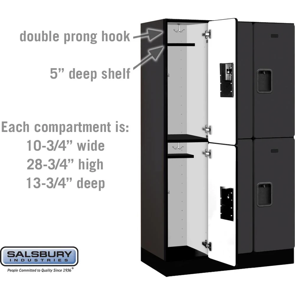 12" Wide Double Tier Designer Wood Locker - 3 Wide - 5 Feet High - 15" Deep by Salsbury - Image 3