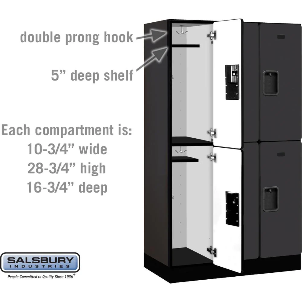 12" Wide Double Tier Designer Wood Locker - 3 Wide - 5 Feet High - 18" Deep by Salsbury - Image 3