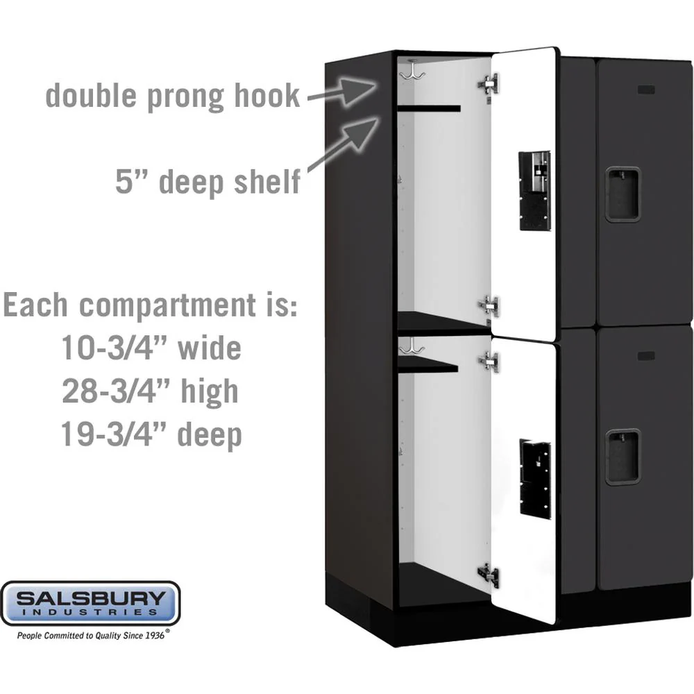 12" Wide Double Tier Designer Wood Locker - 3 Wide - 5 Feet High - 21" Deep by Salsbury - Image 3