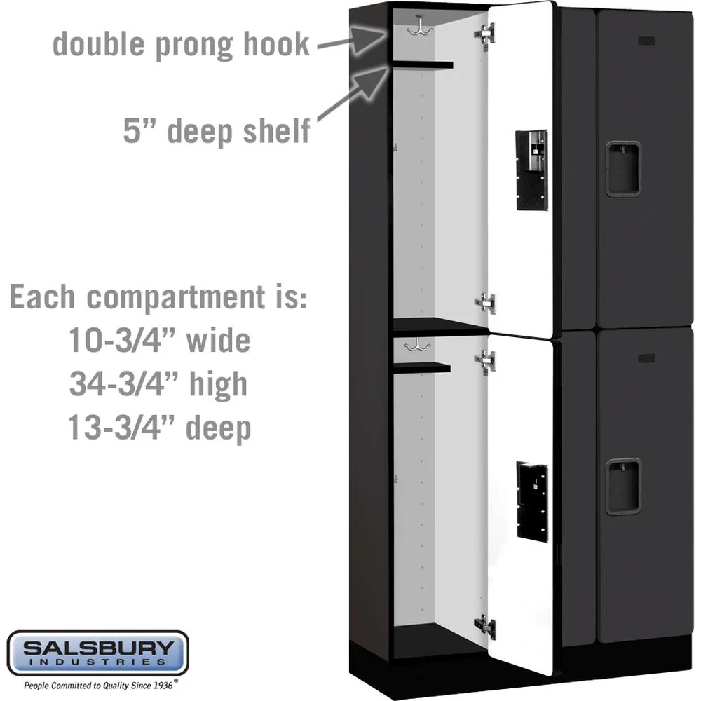 12" Wide Double Tier Designer Wood Locker - 3 Wide - 6 Feet High - 15" Deep by Salsbury - Image 3