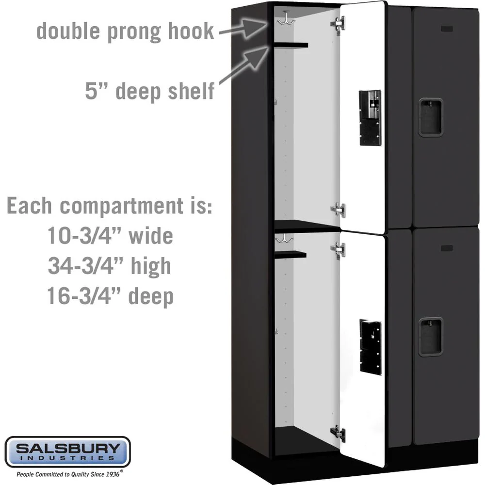 12" Wide Double Tier Designer Wood Locker - 3 Wide - 6 Feet High - 18" Deep by Salsbury - Image 3