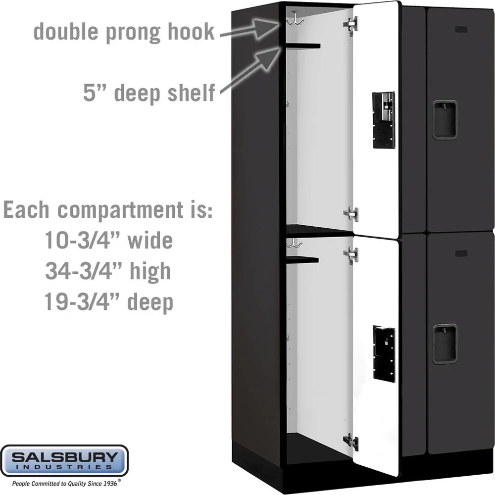 12" Wide Double Tier Designer Wood Locker - 3 Wide - 6 Feet High - 21" Deep by Salsbury - Image 3