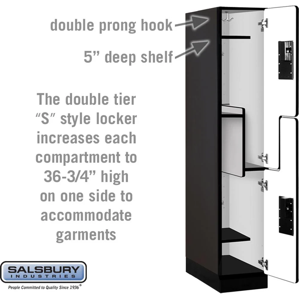 12" Wide Double Tier 'S' Style Designer Wood Locker - 1 Wide - 5 Feet High - 21" Deep by Salsbury - Image 3