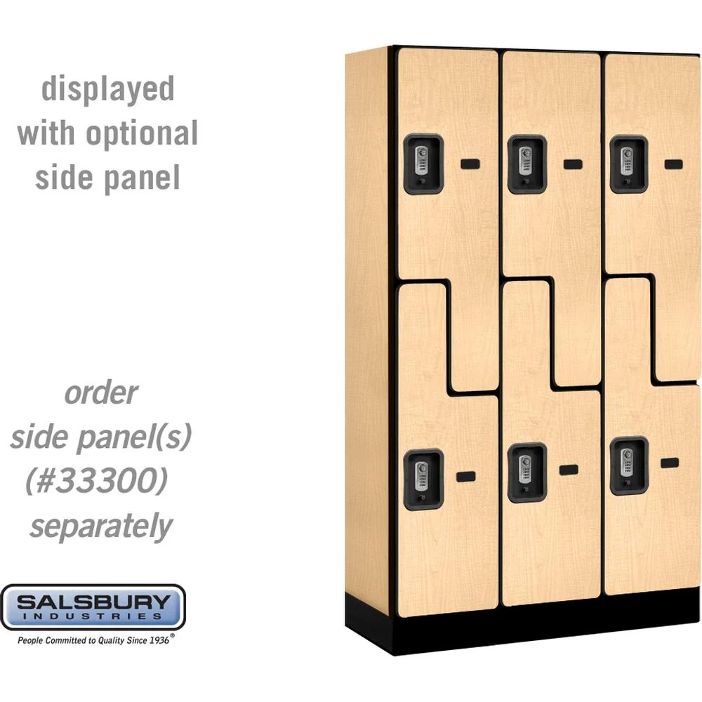 12" Wide Double Tier 'S' Style Designer Wood Locker - 3 Wide - 5 Feet High - 15" Deep by Salsbury - Image 36