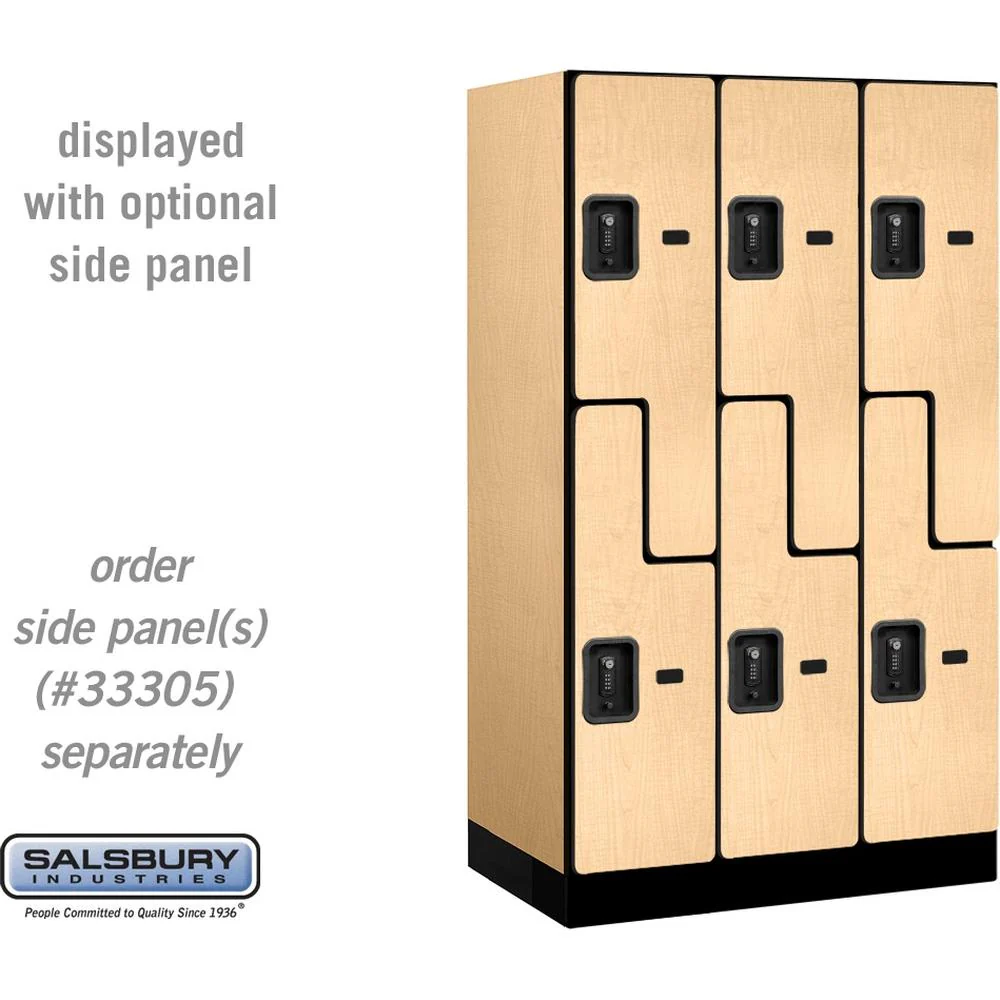 12" Wide Double Tier 'S' Style Designer Wood Locker - 3 Wide - 5 Feet High - 21" Deep by Salsbury - Image 34