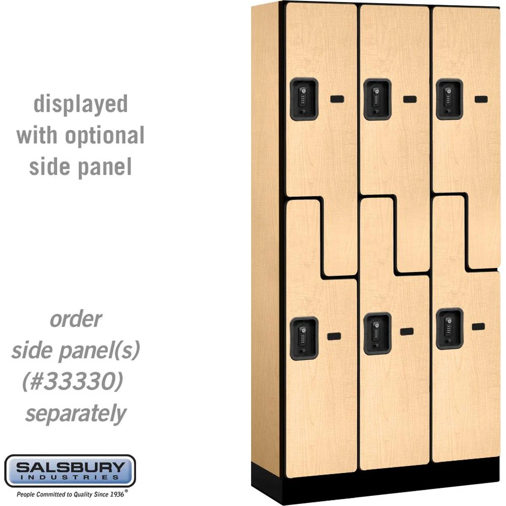 12" Wide Double Tier 'S' Style Designer Wood Locker - 3 Wide - 6 Feet High - 15" Deep by Salsbury - Image 34