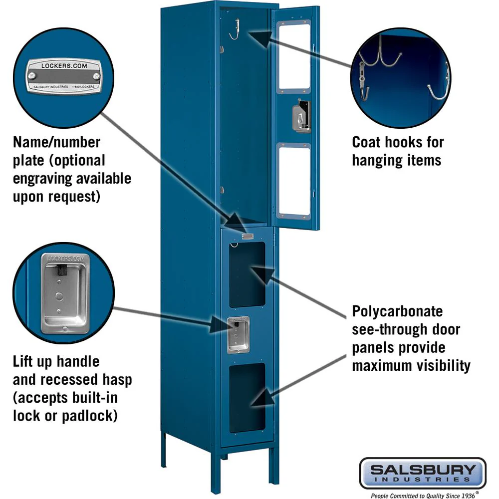 12" Wide Double Tier See-Through Metal Locker - 1 Wide - 6 Feet High - 18" Deep by Salsbury - Image 2