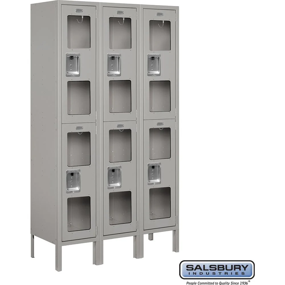 12" Wide Double Tier See-Through Metal Locker - 3 Wide - 5 Feet High - 12" Deep by Salsbury - Image 8