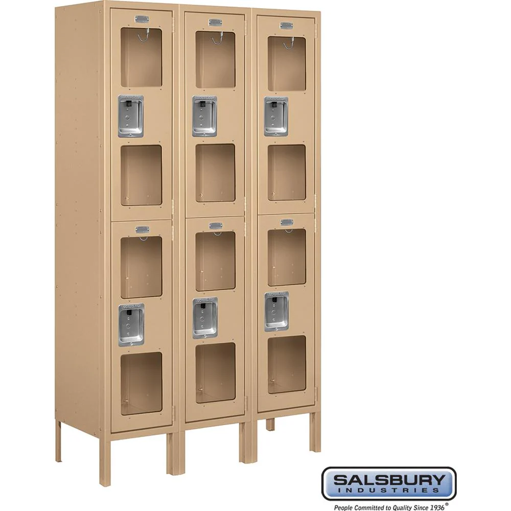 12" Wide Double Tier See-Through Metal Locker - 3 Wide - 5 Feet High - 12" Deep by Salsbury - Image 9