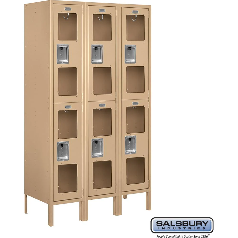 12" Wide Double Tier See-Through Metal Locker - 3 Wide - 5 Feet High - 15" Deep by Salsbury - Image 10