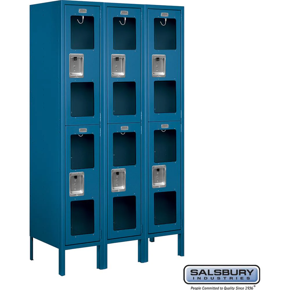 12" Wide Double Tier See-Through Metal Locker - 3 Wide - 5 Feet High - 15" Deep by Salsbury - Image 6