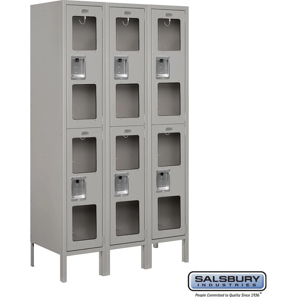 12" Wide Double Tier See-Through Metal Locker - 3 Wide - 5 Feet High - 15" Deep by Salsbury - Image 8