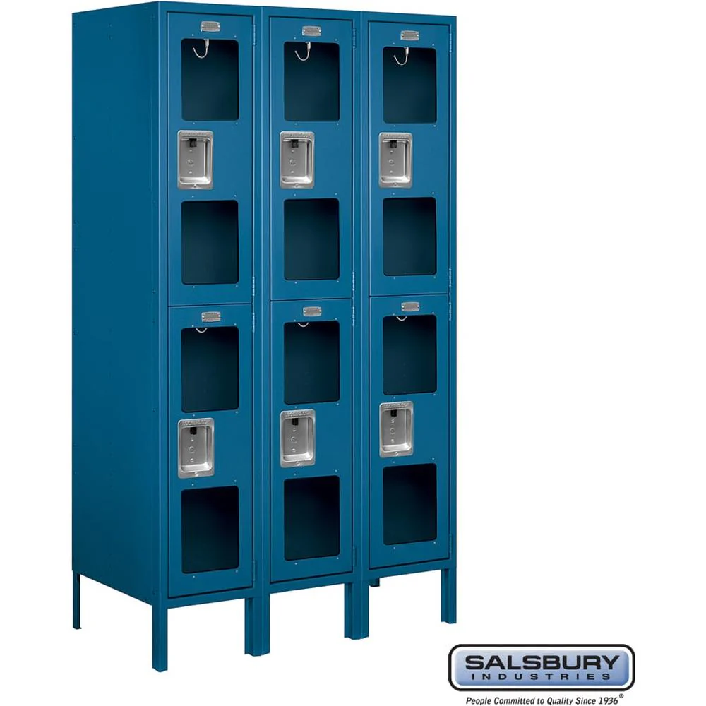 12" Wide Double Tier See-Through Metal Locker - 3 Wide - 5 Feet High - 18" Deep by Salsbury
