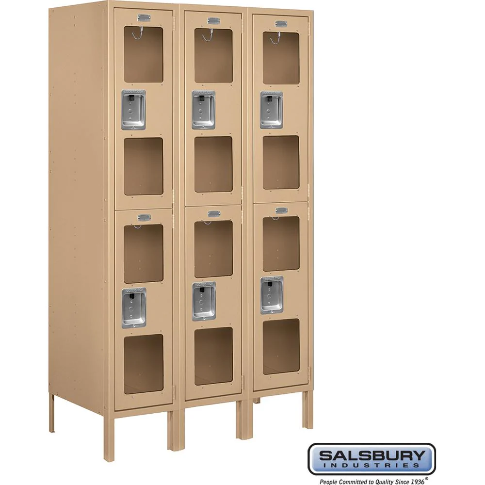 12" Wide Double Tier See-Through Metal Locker - 3 Wide - 5 Feet High - 18" Deep by Salsbury - Image 9