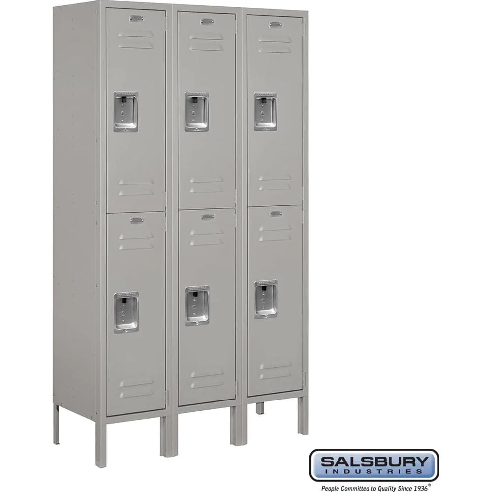 12" Wide Double Tier Standard Metal Locker - 3 Wide - 5 Feet High - 12" Deep by Salsbury - Image 7