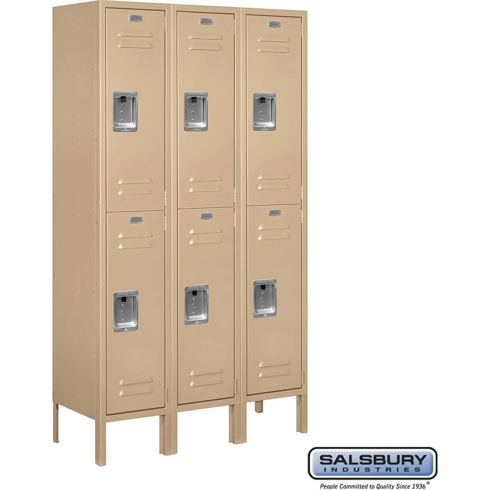 12" Wide Double Tier Standard Metal Locker - 3 Wide - 5 Feet High - 12" Deep by Salsbury - Image 9