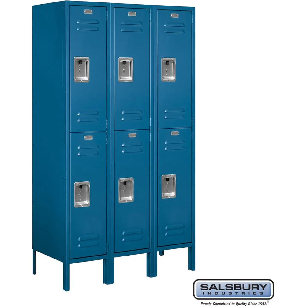 12" Wide Double Tier Standard Metal Locker - 3 Wide - 5 Feet High - 15" Deep by Salsbury