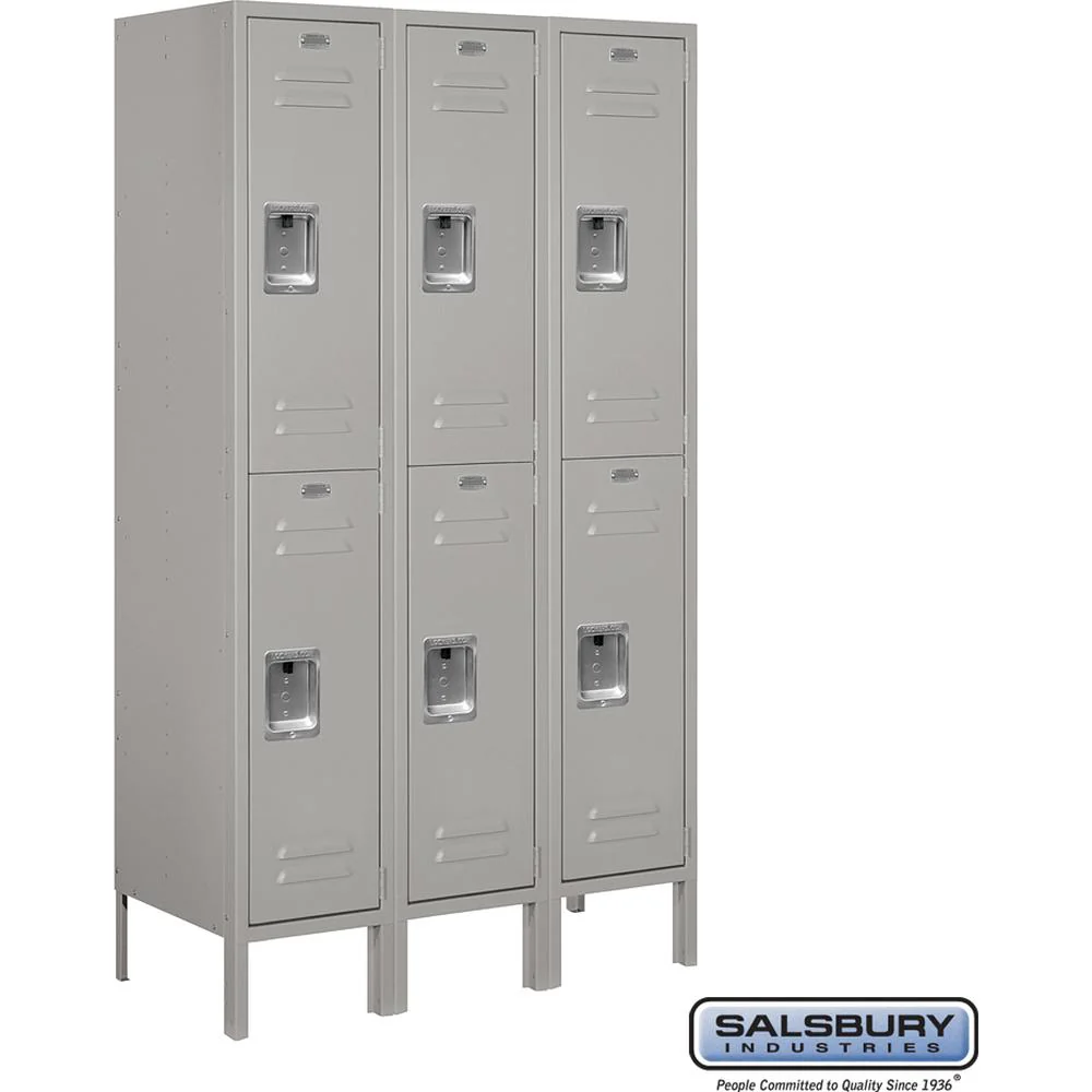 12" Wide Double Tier Standard Metal Locker - 3 Wide - 5 Feet High - 15" Deep by Salsbury - Image 6