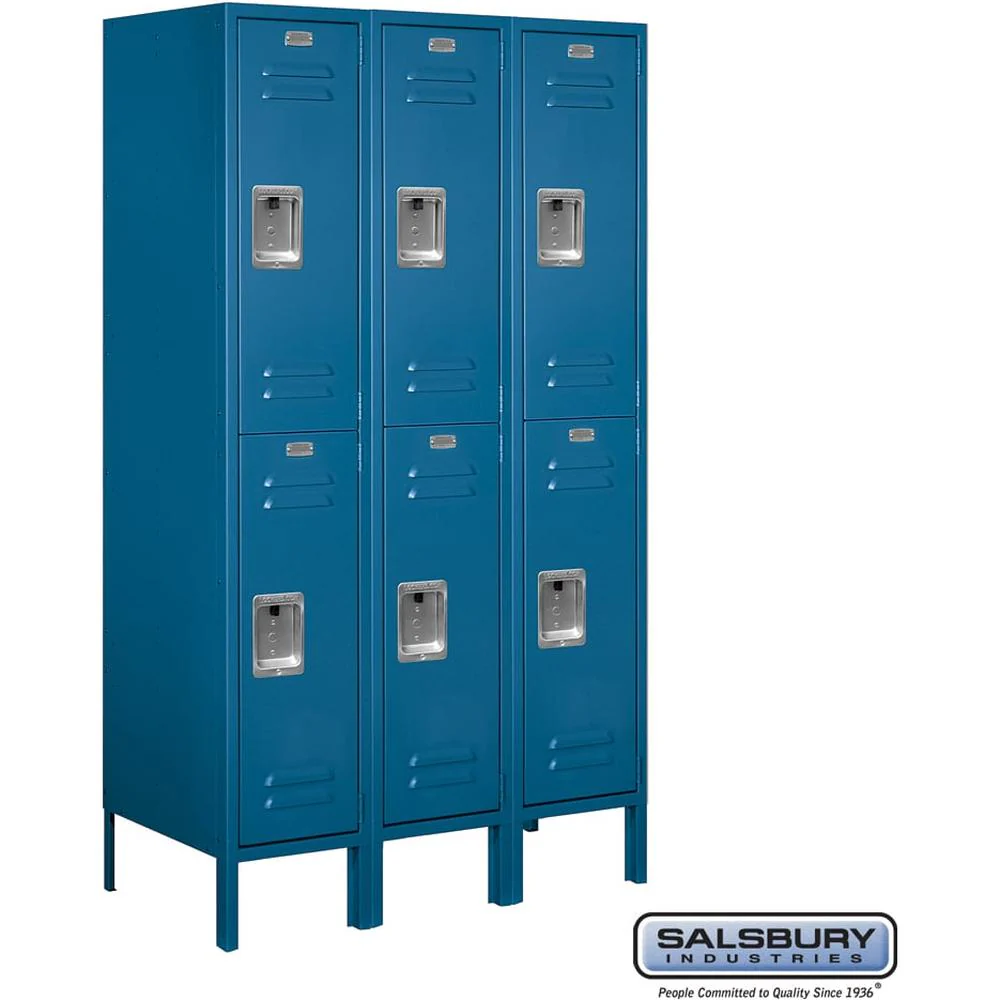 12" Wide Double Tier Standard Metal Locker - 3 Wide - 5 Feet High - 18" Deep by Salsbury