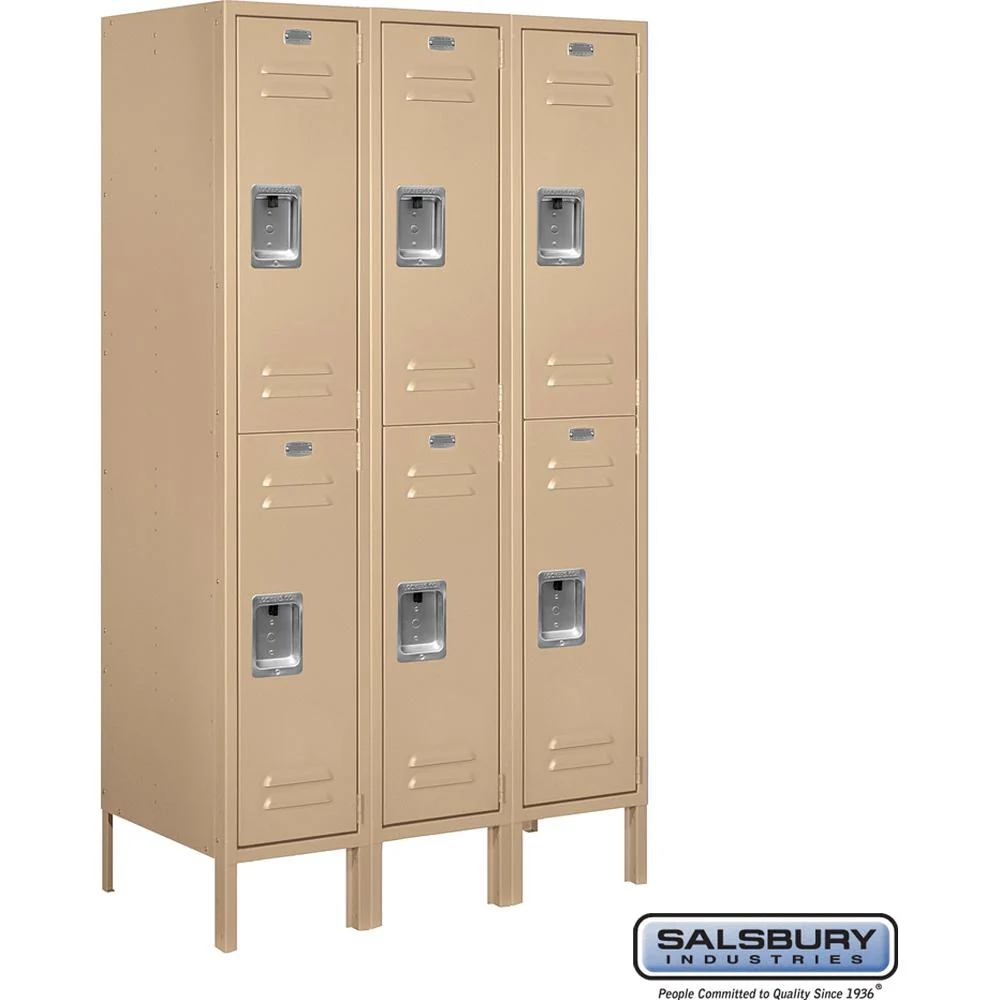 12" Wide Double Tier Standard Metal Locker - 3 Wide - 5 Feet High - 18" Deep by Salsbury - Image 8