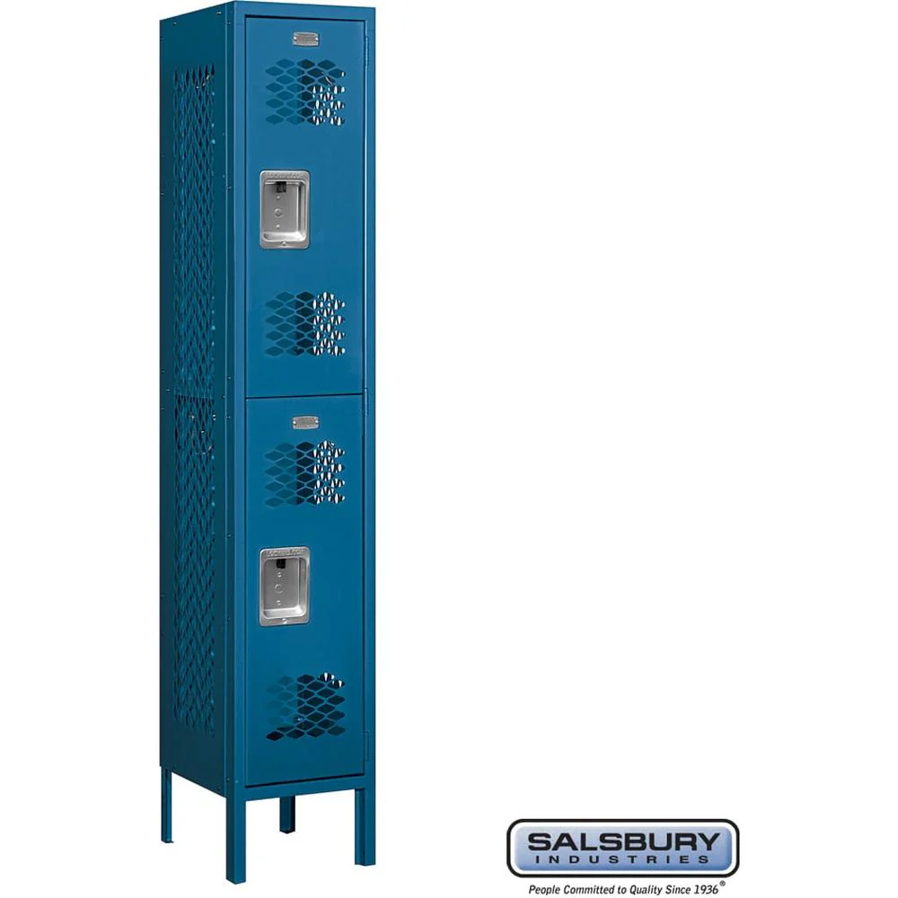 12" Wide Double Tier Vented Metal Locker - 1 Wide - 5 Feet High - 12" Deep by Salsbury
