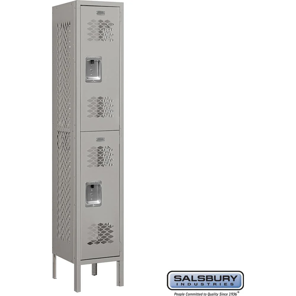 12" Wide Double Tier Vented Metal Locker - 1 Wide - 5 Feet High - 12" Deep by Salsbury - Image 7