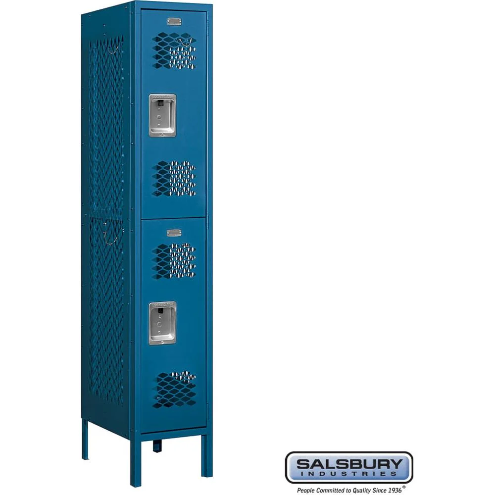 12" Wide Double Tier Vented Metal Locker - 1 Wide - 5 Feet High - 18" Deep by Salsbury