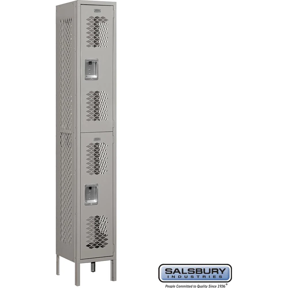 12" Wide Double Tier Vented Metal Locker - 1 Wide - 6 Feet High - 12" Deep by Salsbury - Image 7