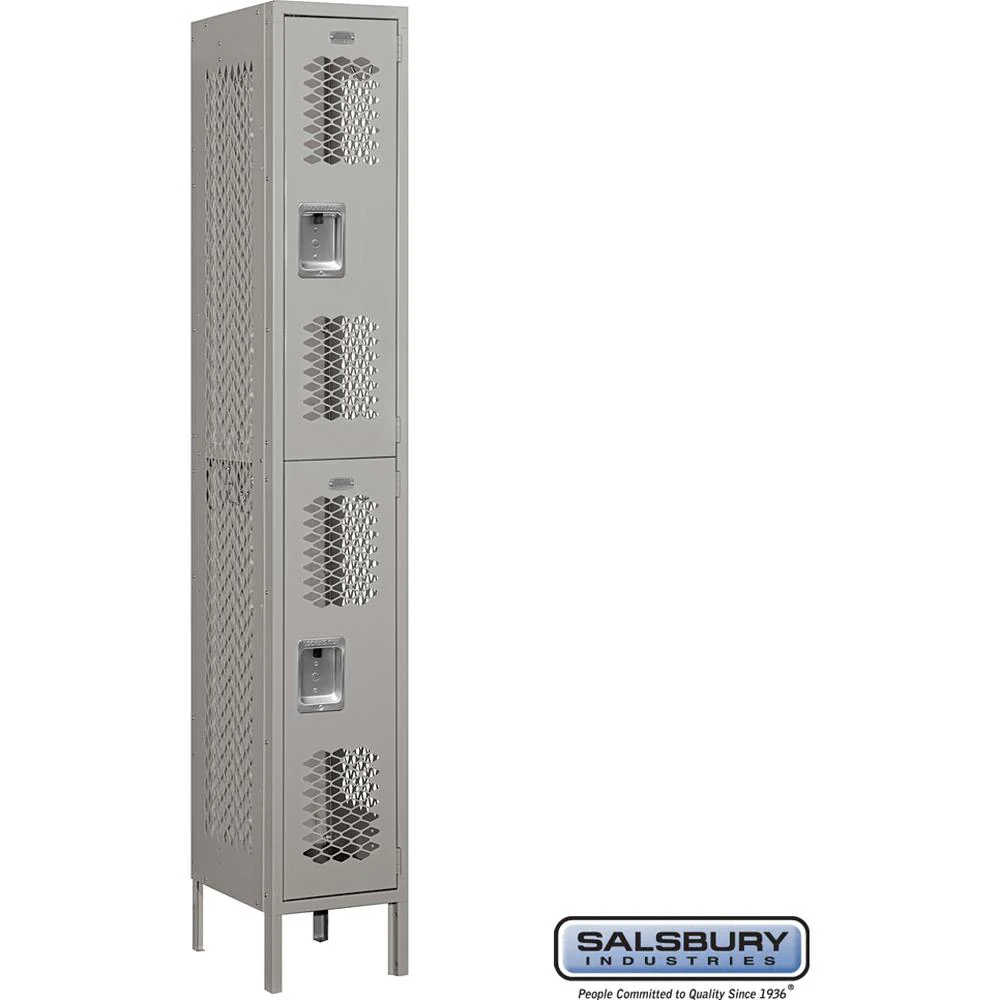 12" Wide Double Tier Vented Metal Locker - 1 Wide - 6 Feet High - 15" Deep by Salsbury - Image 7