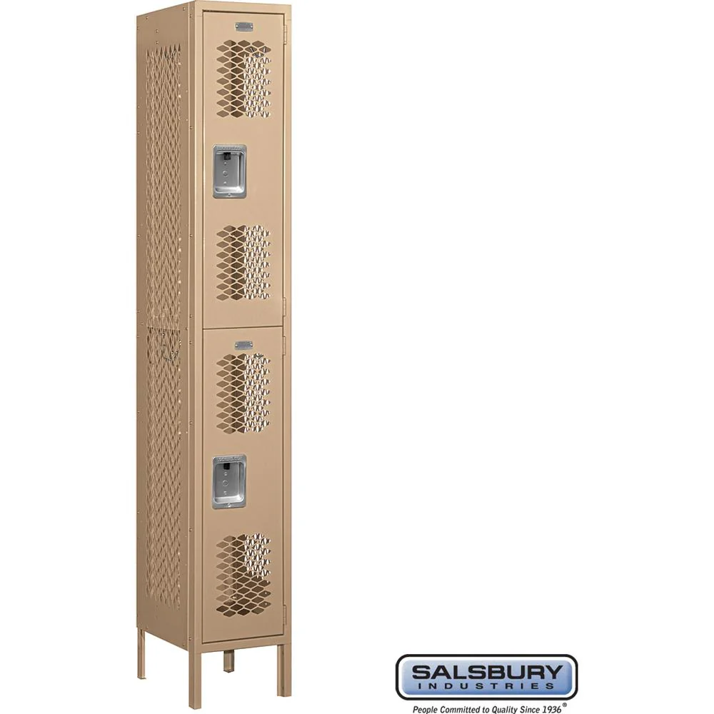 12" Wide Double Tier Vented Metal Locker - 1 Wide - 6 Feet High - 15" Deep by Salsbury - Image 9