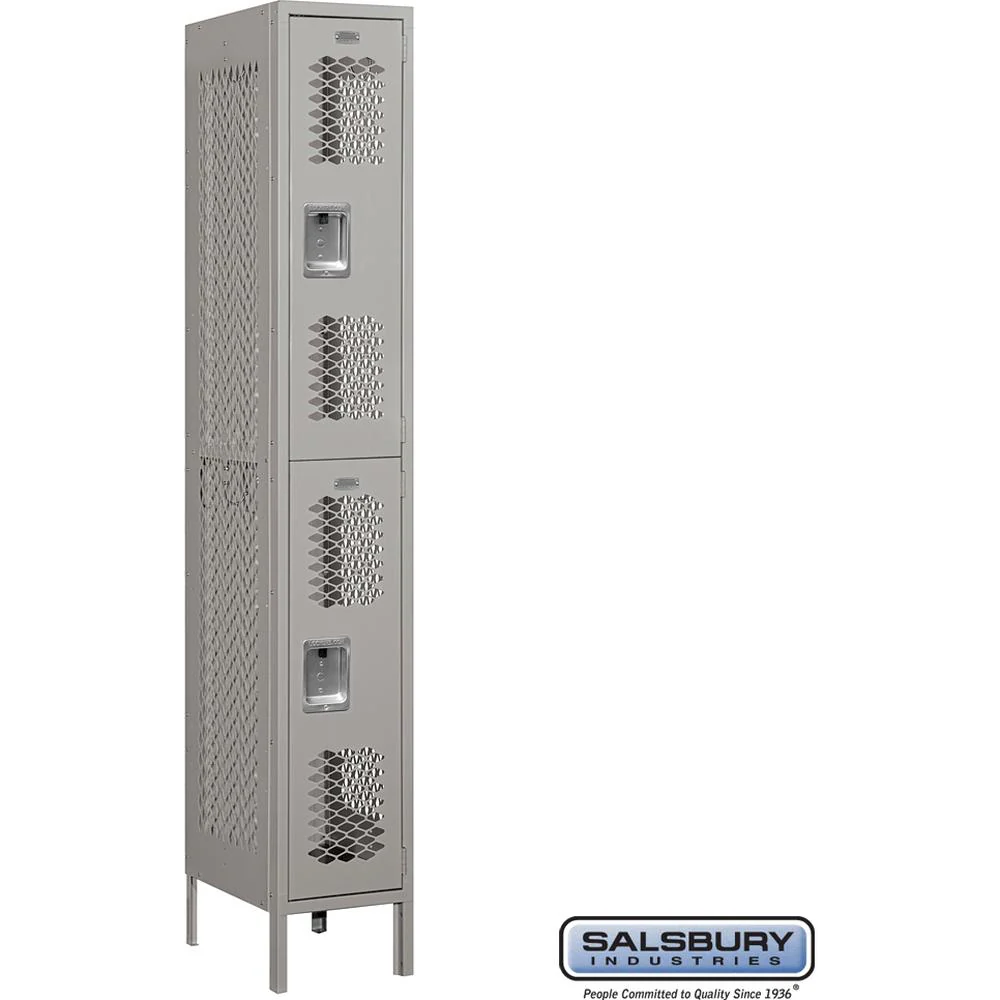 12" Wide Double Tier Vented Metal Locker - 1 Wide - 6 Feet High - 18" Deep by Salsbury - Image 7
