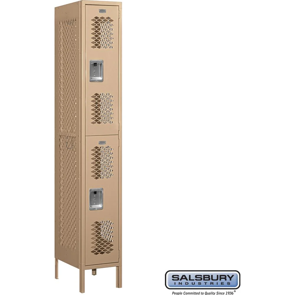 12" Wide Double Tier Vented Metal Locker - 1 Wide - 6 Feet High - 18" Deep by Salsbury - Image 9