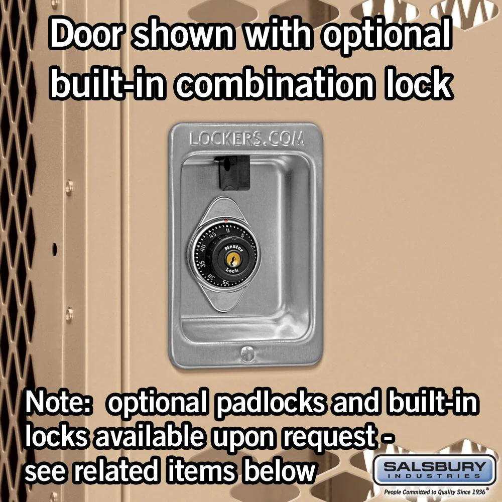12" Wide Double Tier Vented Metal Locker - 3 Wide - 5 Feet High - 12" Deep - Tan by Salsbury - Image 4