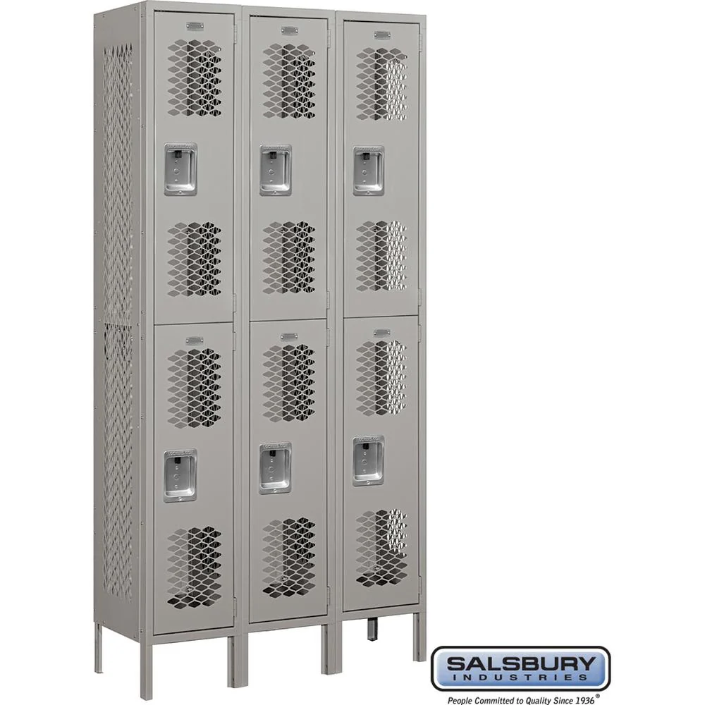 12" Wide Double Tier Vented Metal Locker - 3 Wide - 6 Feet High - 12" Deep by Salsbury - Image 7