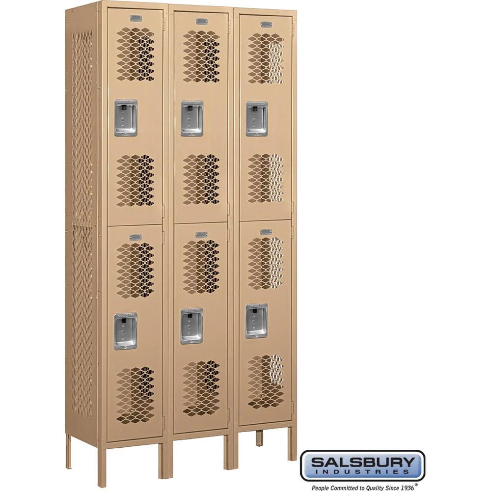 12" Wide Double Tier Vented Metal Locker - 3 Wide - 6 Feet High - 12" Deep by Salsbury - Image 9