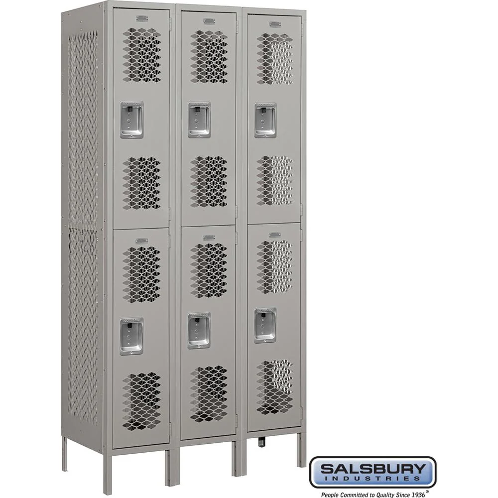 12" Wide Double Tier Vented Metal Locker - 3 Wide - 6 Feet High - 18" Deep by Salsbury - Image 6