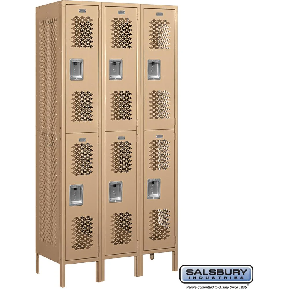 12" Wide Double Tier Vented Metal Locker - 3 Wide - 6 Feet High - 18" Deep by Salsbury - Image 9