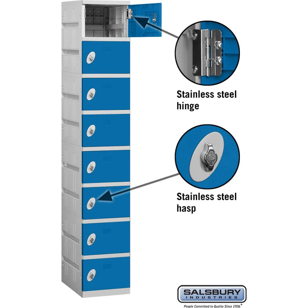 12" Wide Eight Tier Plastic Locker - 1 Wide - 6 Feet High - 18" Deep by Salsbury - Image 2