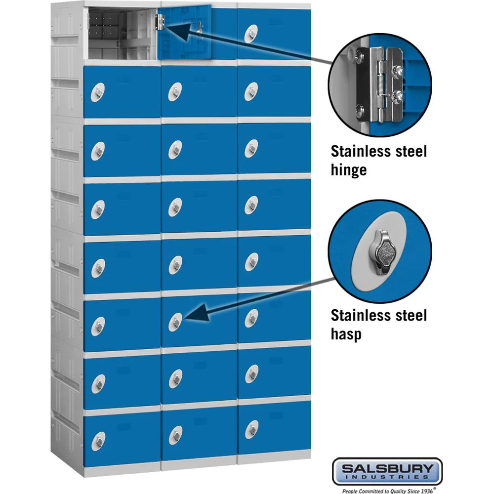 12" Wide Eight Tier Plastic Locker - 3 Wide - 6 Feet High - 18" Deep by Salsbury - Image 2