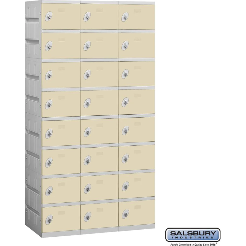 12" Wide Eight Tier Plastic Locker - 3 Wide - 6 Feet High - 18" Deep by Salsbury - Image 7