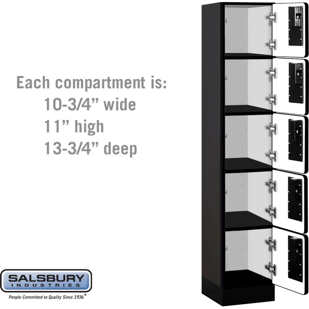12" Wide Five Tier Box Style Designer Wood Locker - 1 Wide - 5 Feet High - 15" Deep by Salsbury - Image 3
