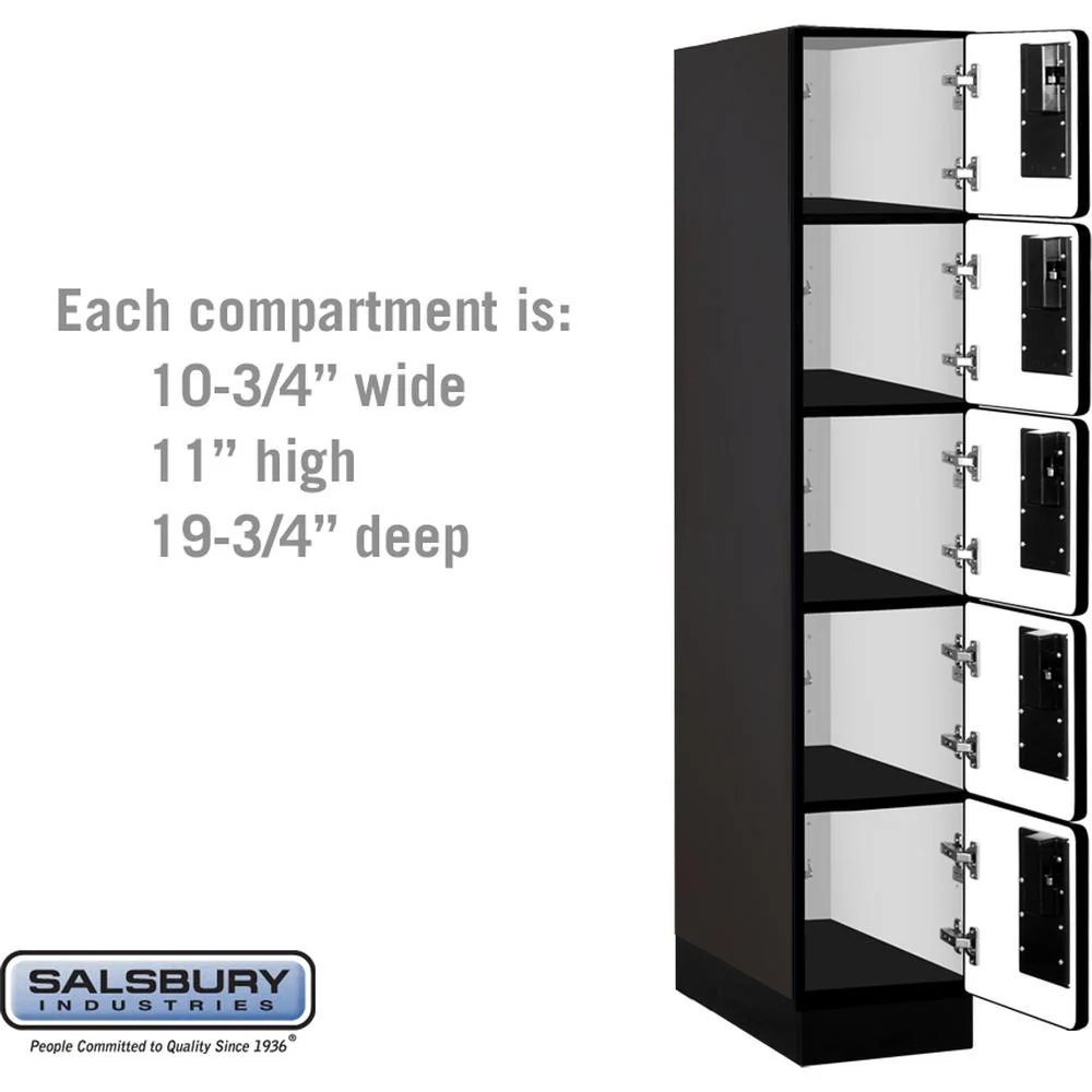 12" Wide Five Tier Box Style Designer Wood Locker - 1 Wide - 5 Feet High - 21" Deep by Salsbury - Image 3