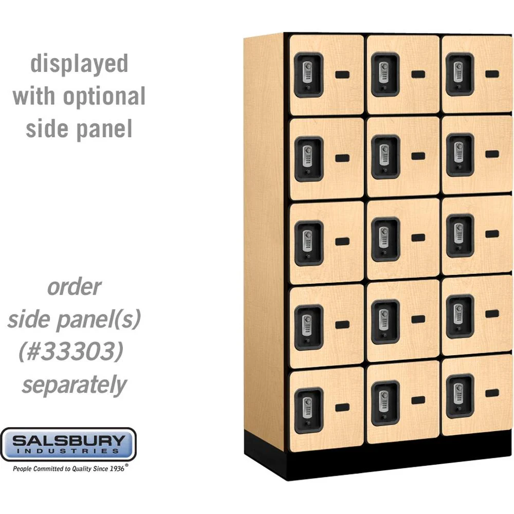 12" Wide Five Tier Box Style Designer Wood Locker - 3 Wide - 5 Feet High - 18" Deep by Salsbury - Image 36