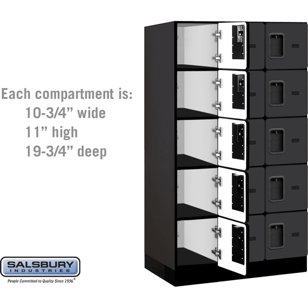 12" Wide Five Tier Box Style Designer Wood Locker - 3 Wide - 5 Feet High - 21" Deep by Salsbury - Image 3