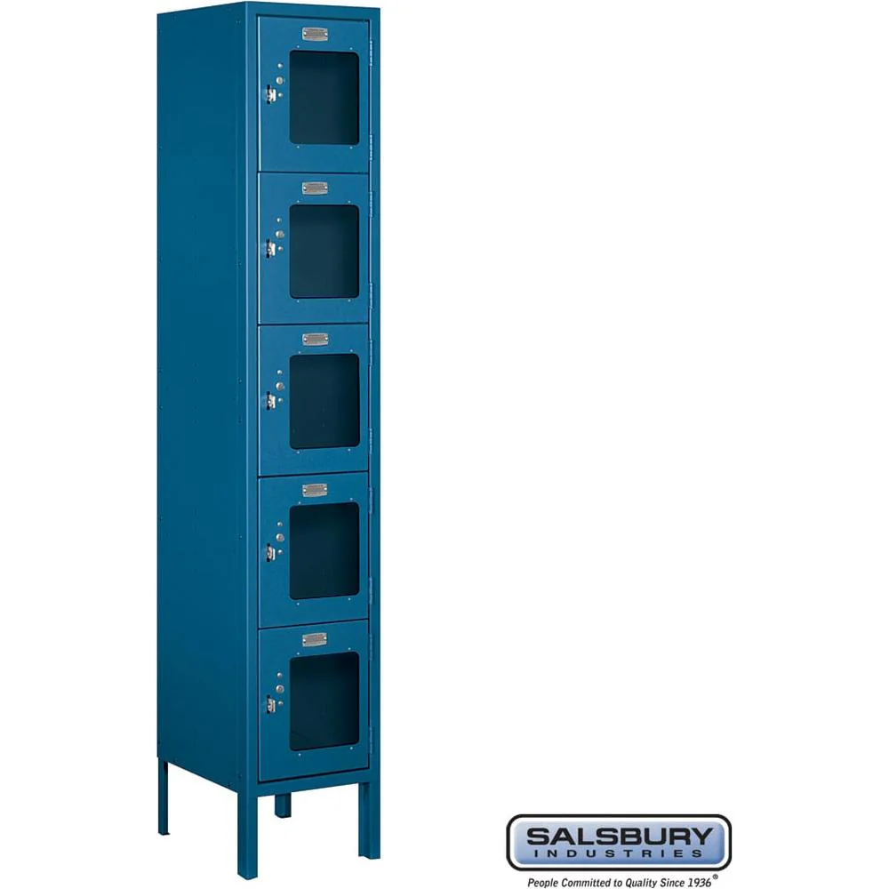12" Wide Five Tier Box Style See-Through Metal Locker - 1 Wide - 5 Feet High - 12" Deep by Salsbury