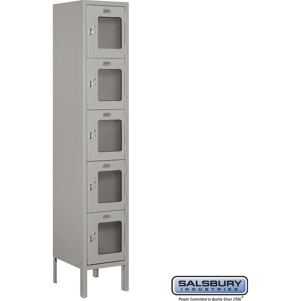 12" Wide Five Tier Box Style See-Through Metal Locker - 1 Wide - 5 Feet High - 12" Deep by Salsbury - Image 7